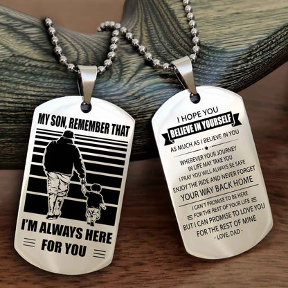 Biker Personalized Double Sided Dog Tag My Son Remember That I Will Always Here Never Forget Your Way Back Home