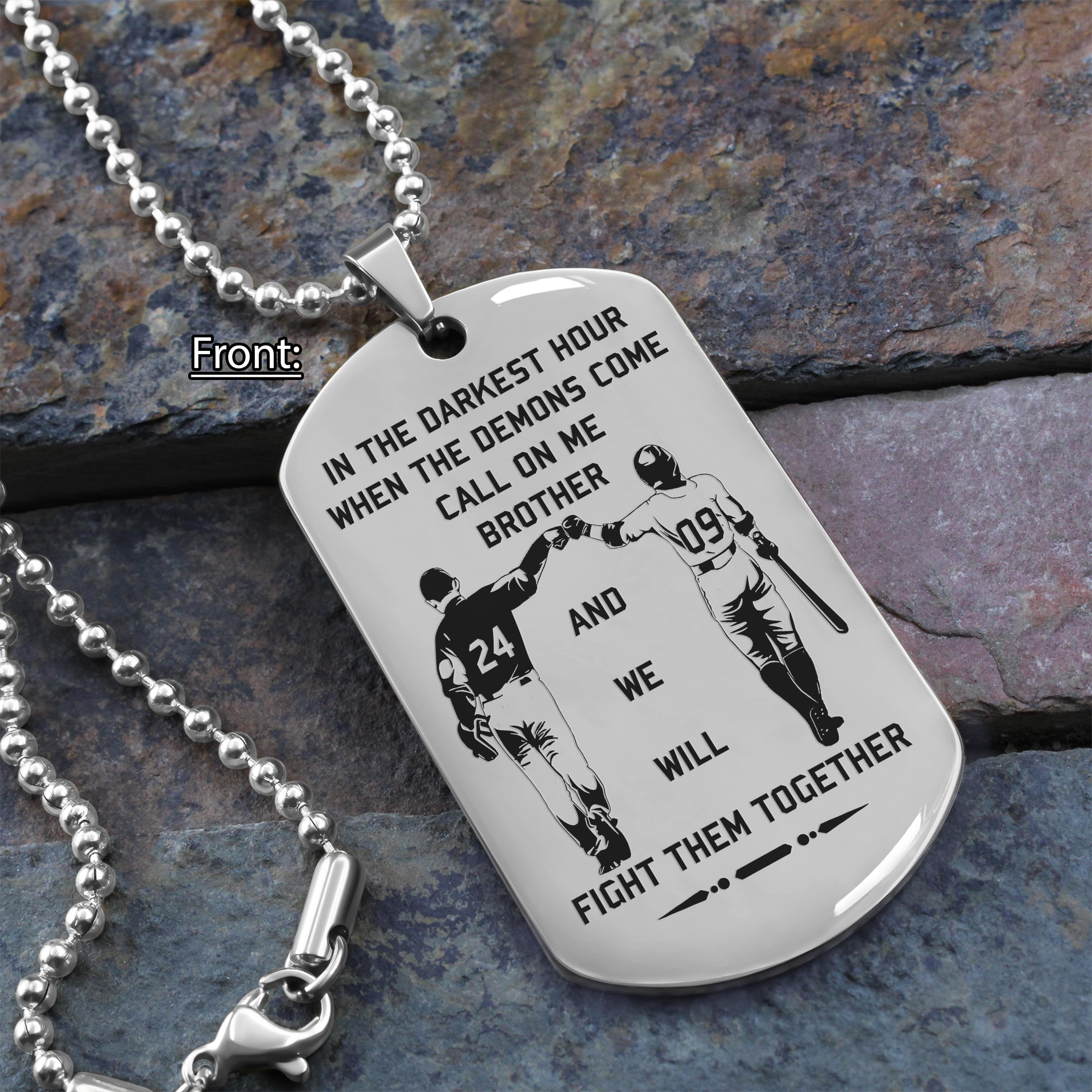 Soldier customizable engraved black dog tag double sided gift from brother, brother forever