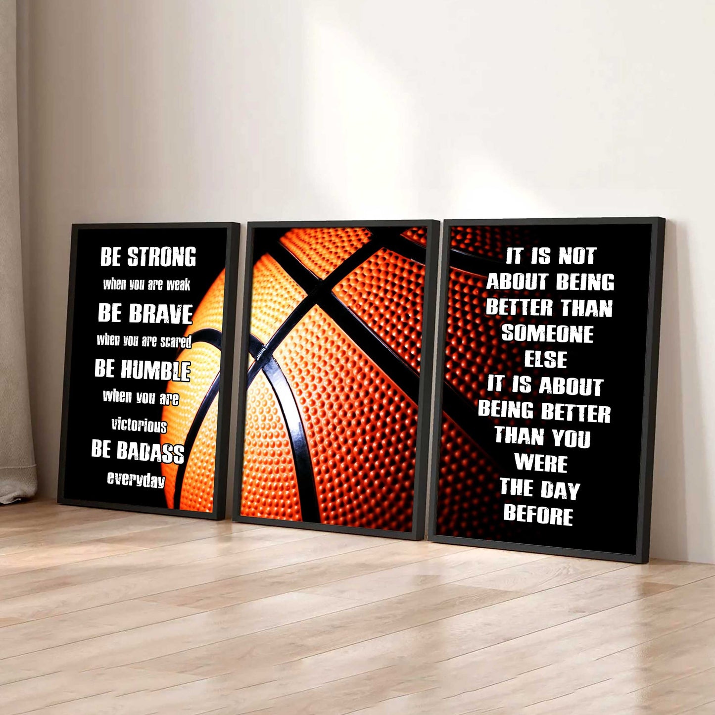 Combo 3 Sport Poster Canvas Be Strong When You Are Weak Be Badass Everyday It's About Being Better Than You Were The Day Before