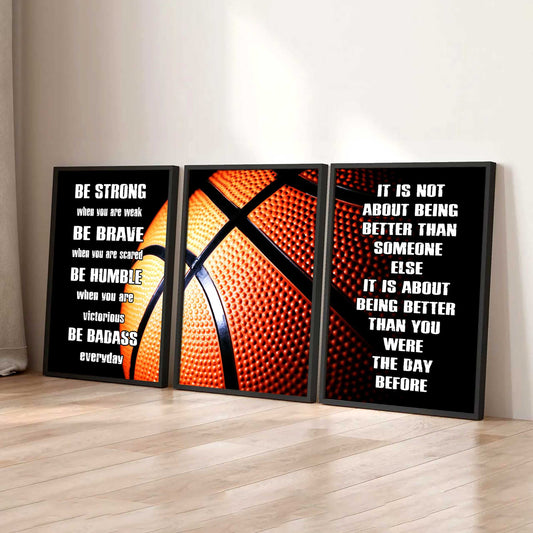Combo 3 Sport Poster Canvas Be Strong When You Are Weak Be Badass Everyday It's About Being Better Than You Were The Day Before