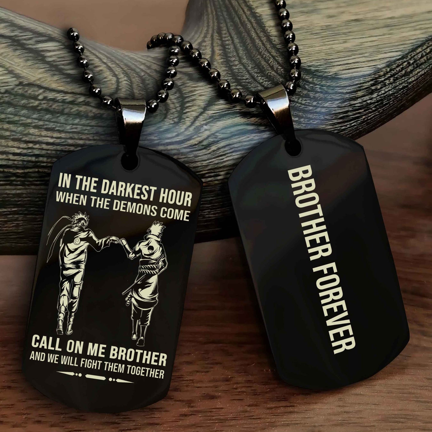 Biker Customizable engraved black dog tag double sided gift from brother, brother forevers