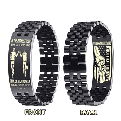 Warrior Customizable Engraved Double Sided Bracelet Unbreakable Bond Call On Me Brother And We Will Fight Them Together
