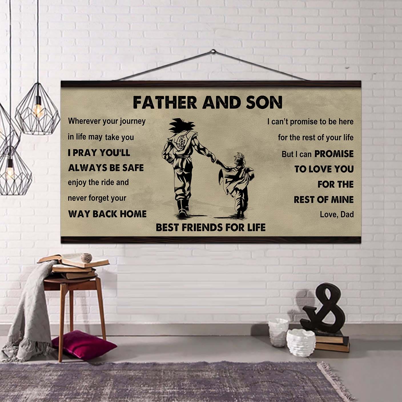 FAMILY-PHOTO UPLOAD Father And Son Best Friends For Life - Ver 2 Never Forget Your Way Back Home Poster Canvas Gift For Son From Father