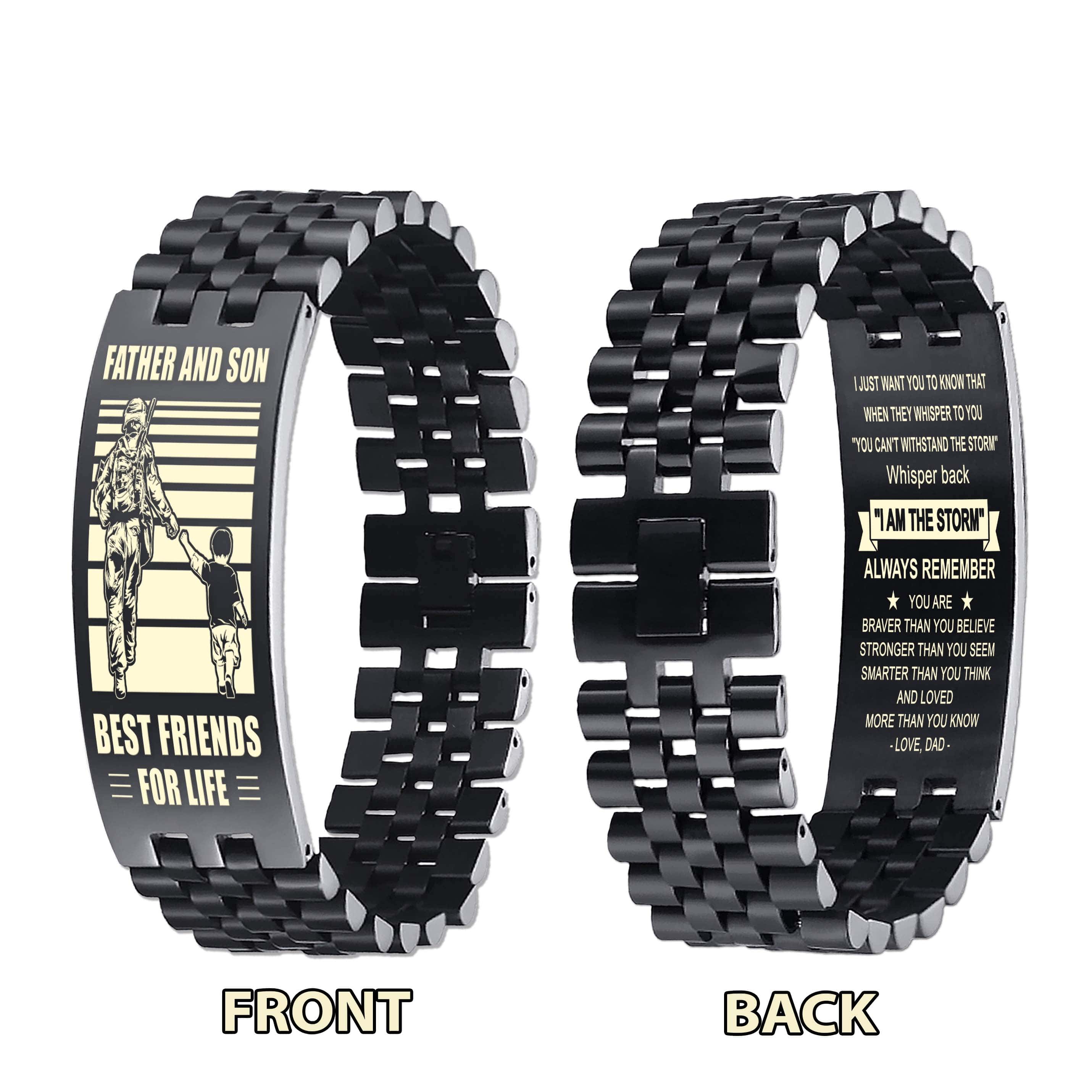 Viking NVL Personalized Double Sided Bracelet Father And Son Best Friends For Life - Message on the back side
