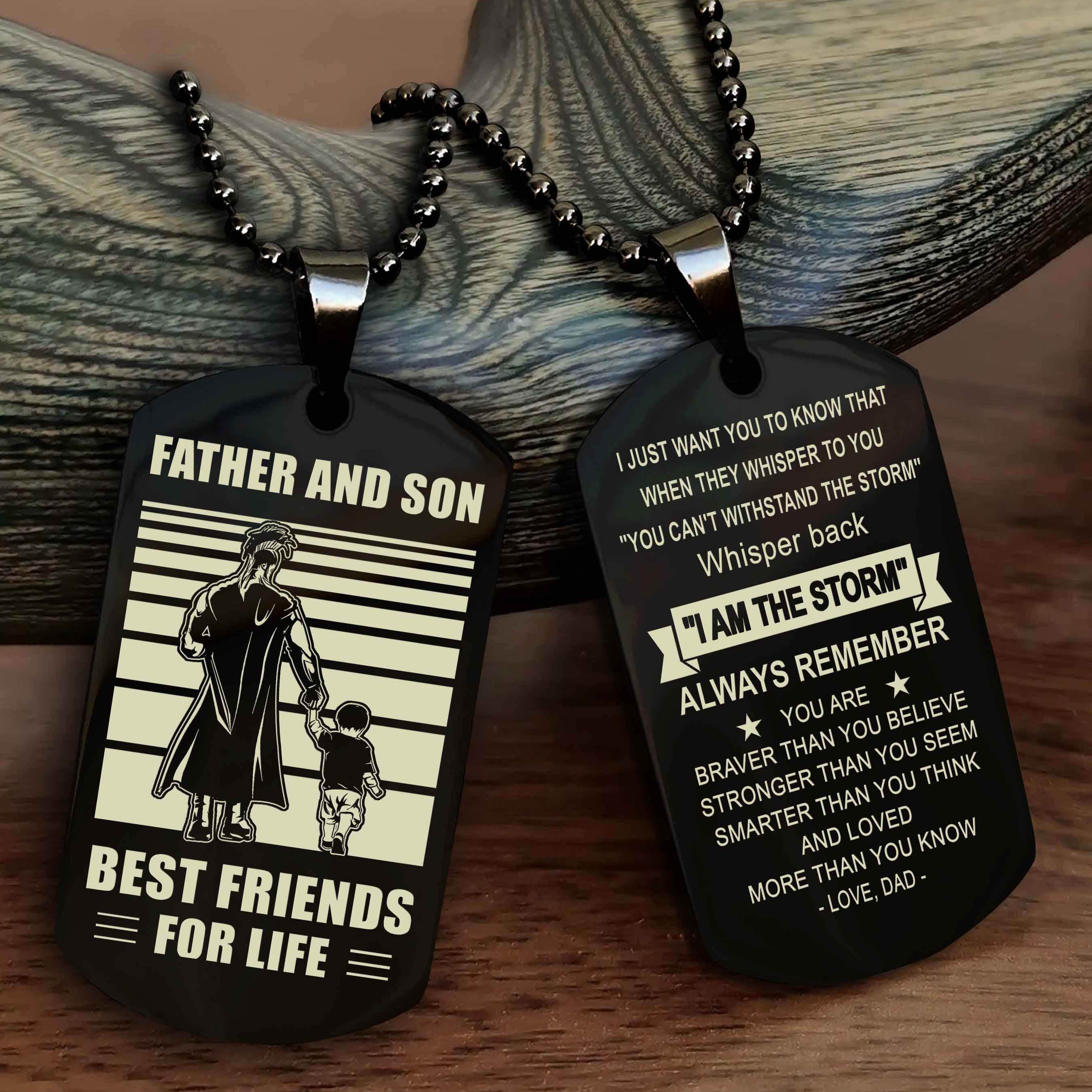 Cowboy Personalized Double Sided Dog Tag To My Son I Love You - Whisper Back I'm The Storm