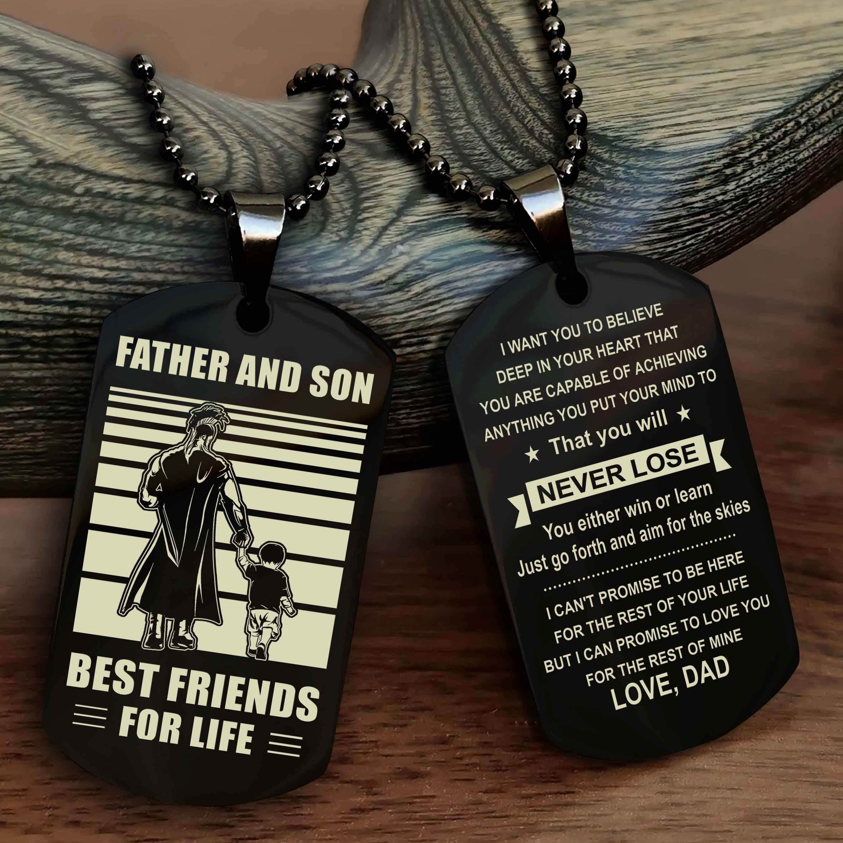 Cowboy Personalized Double Sided Dog Tag To My Son I Love You - You Will Never Lose You Either Win Or Learn From Dad To Son
