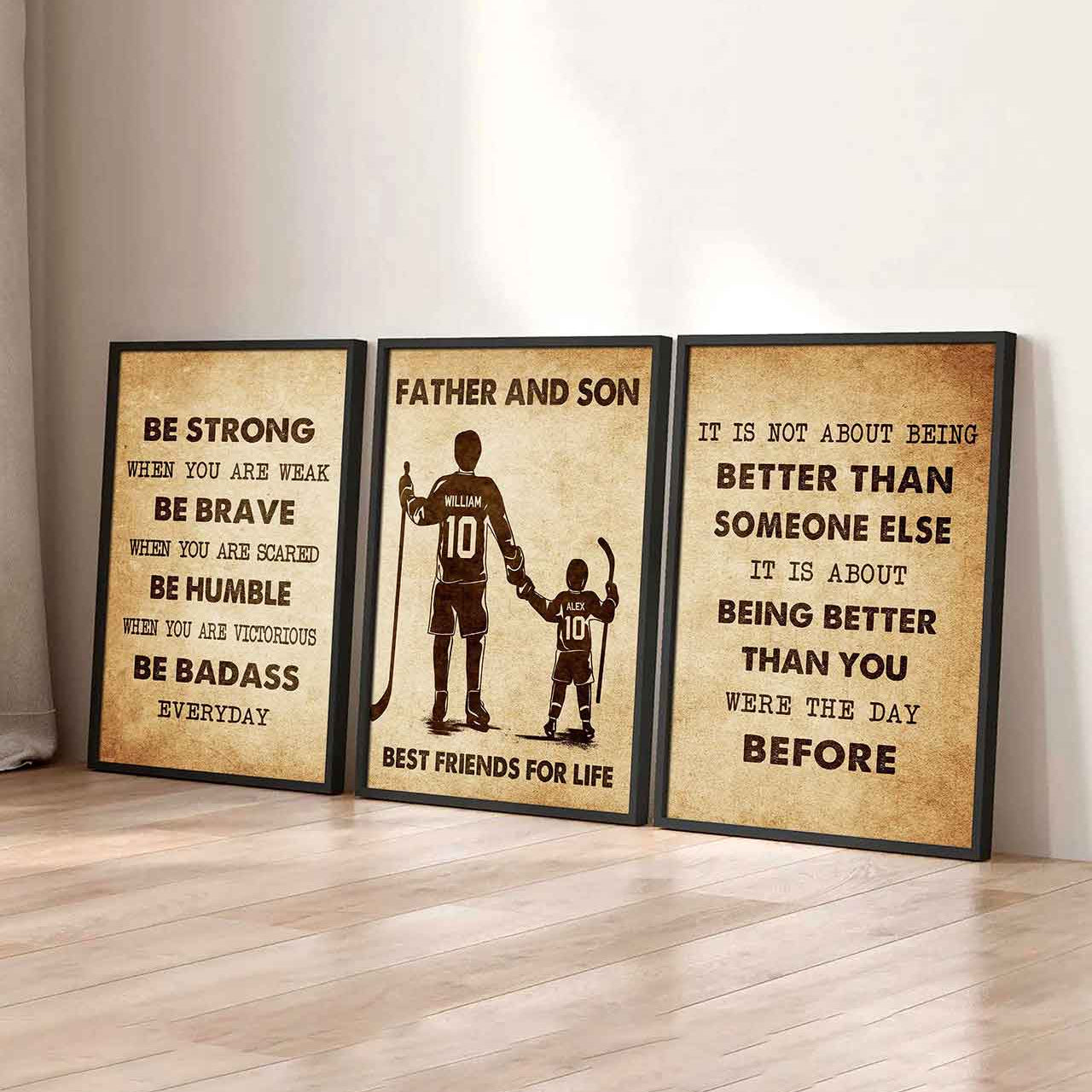Combo 3 Biker Poster Canvas Be Strong When You Are Weak - It's Not About Being Better Than Someone Else It's About Being Better Than You Were The Day Before