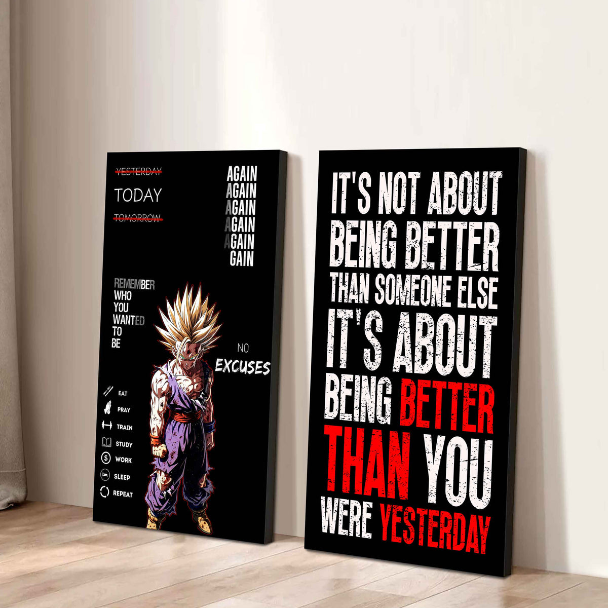 It's About Being Better Than You Were The Day Before Canvas Set Ready To Hang Gift For Your Son Your Friend