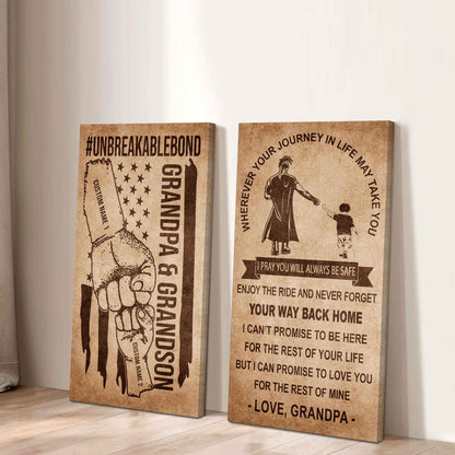 Unbreakable Bond Canvas Set Grandpa And Grandson Never Forget Your Way Back Home I Love You For The Rest Of Mine