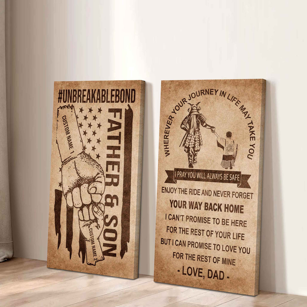 Father And Son Canvas Set To My Son Enjoy The Ride Never Forget Your Way Back Home