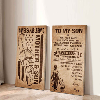 Unbreakable Bond Canvas Set Mother And Son You Will Never Lose You Either Win Or Learn