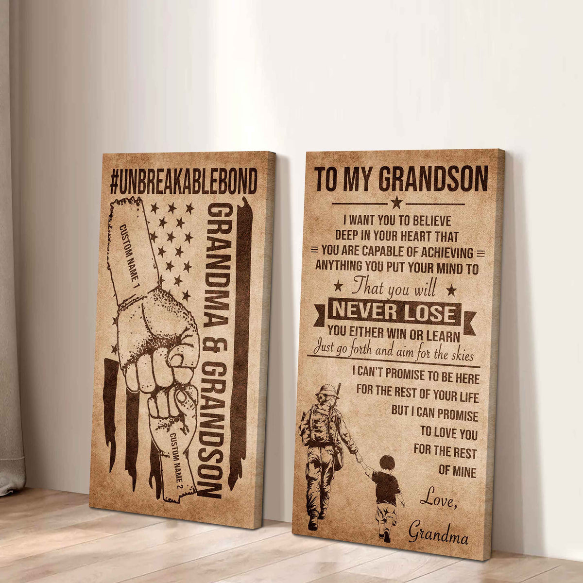 Unbreakable Bond Canvas Set Grandma And Grandson You Will Never Lose You Either Win Or Learn