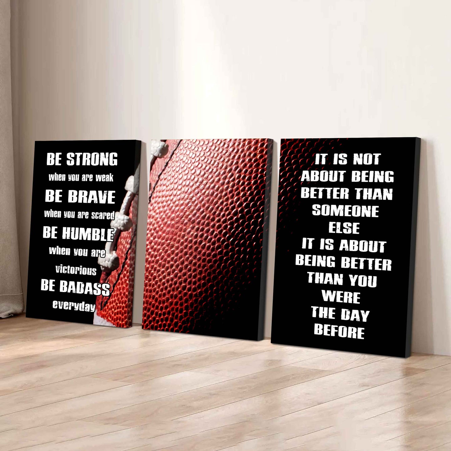 Combo 3 Sport Poster Canvas Be Strong When You Are Weak Be Badass Everyday It's About Being Better Than You Were The Day Before