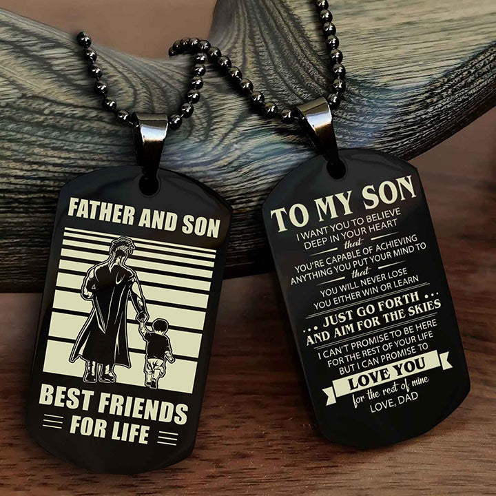DRB Double Sided Dog Tag Father And Son Best Friend For Life - Gift For Son Just Go Forth And Aim For The Skies
