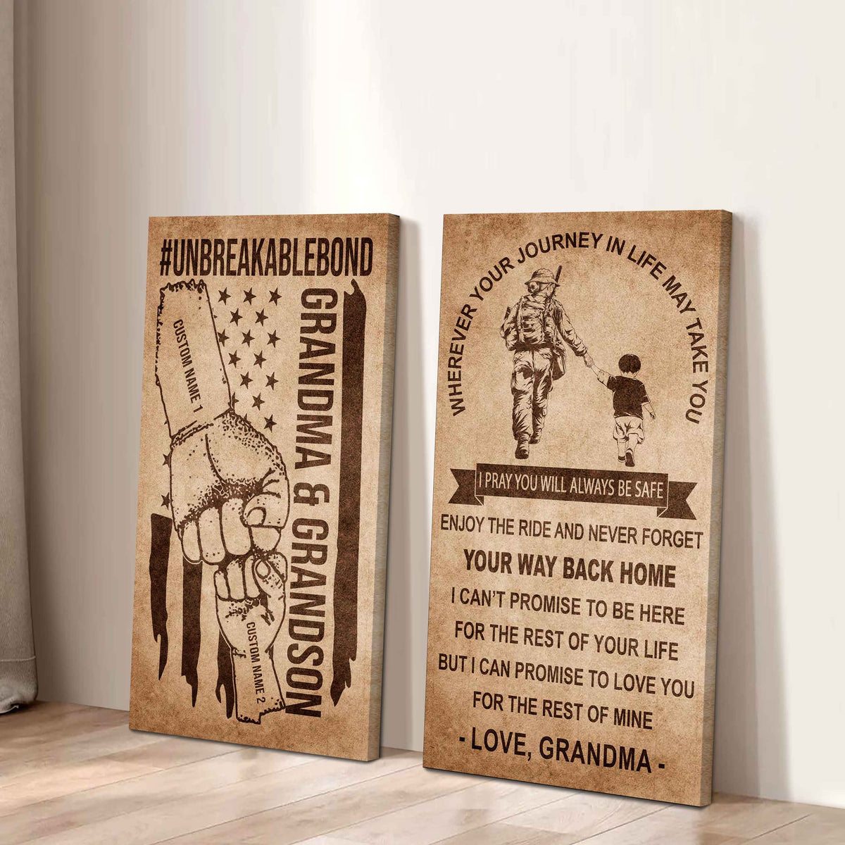 Unbreakable Bond Canvas Set Grandma And Grandson Never Forget Your Way Back Home I Love You