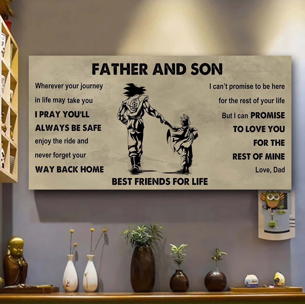 FAMILY-PHOTO UPLOAD Father And Son Best Friends For Life - Ver 2 Never Forget Your Way Back Home Poster Canvas Gift For Son From Father