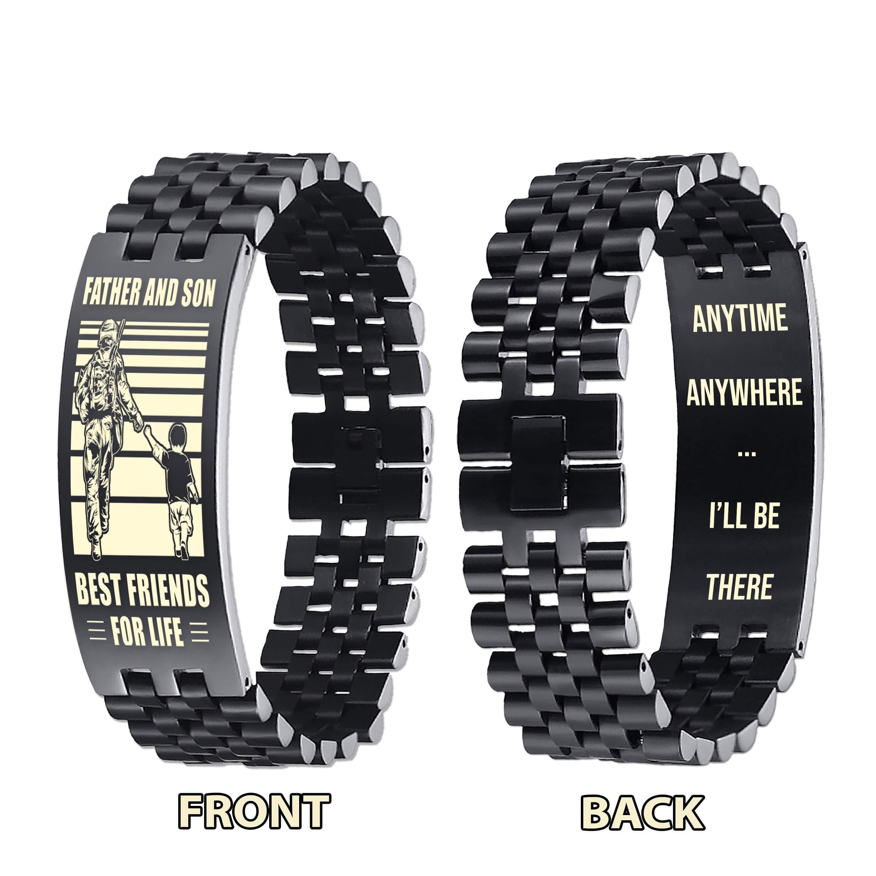 WBH Personalized Double Sided Bracelet Father And Son Best Friends For Life - Message on the back side