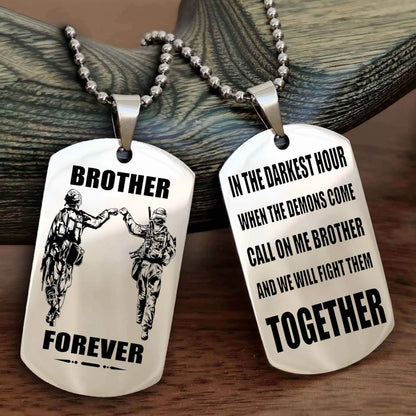 Police Personalized Double Sided Dog Tag For My Brother - Call On Me Brother And We Will Fight Them Together Gift For Your Friend