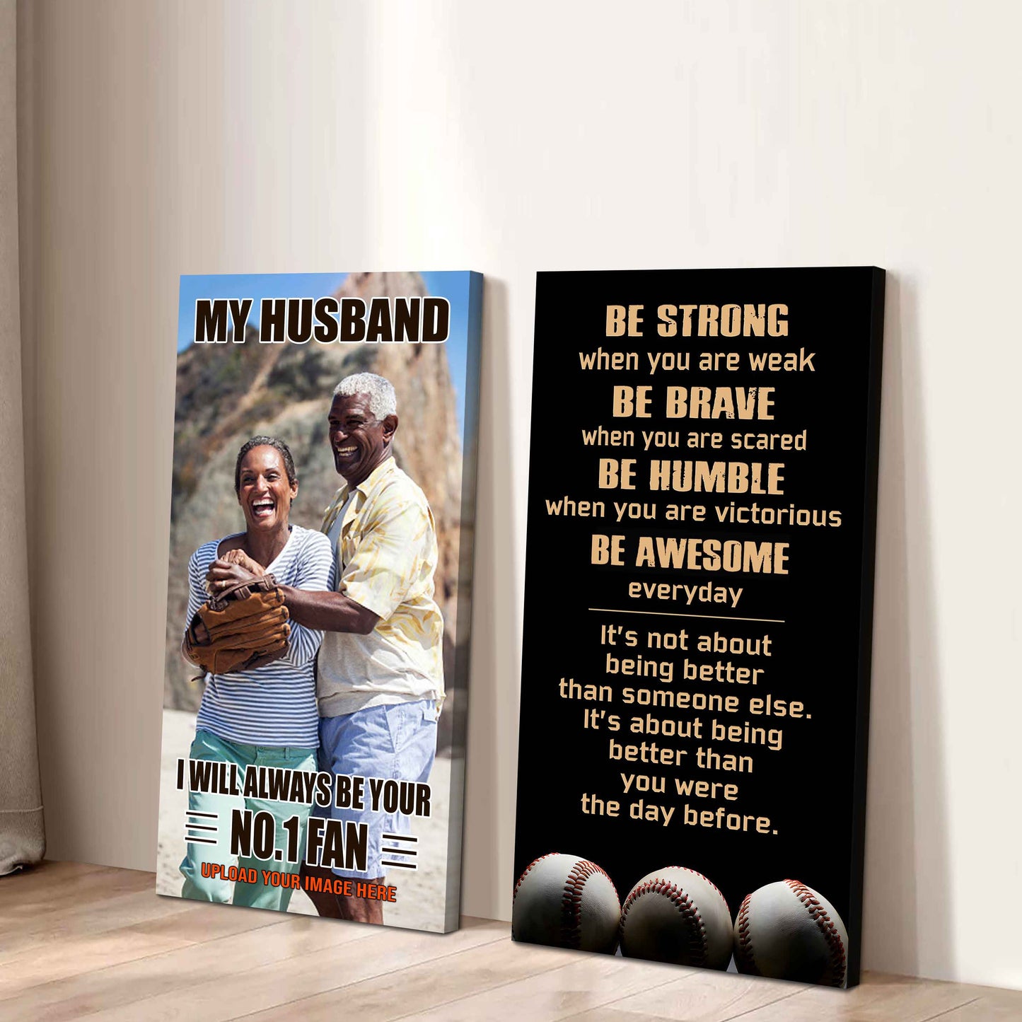 Old Sport Couple To My Husband Be Strong When You Are Weak Be Badass Everyday Set 2 Canvas Wall Art