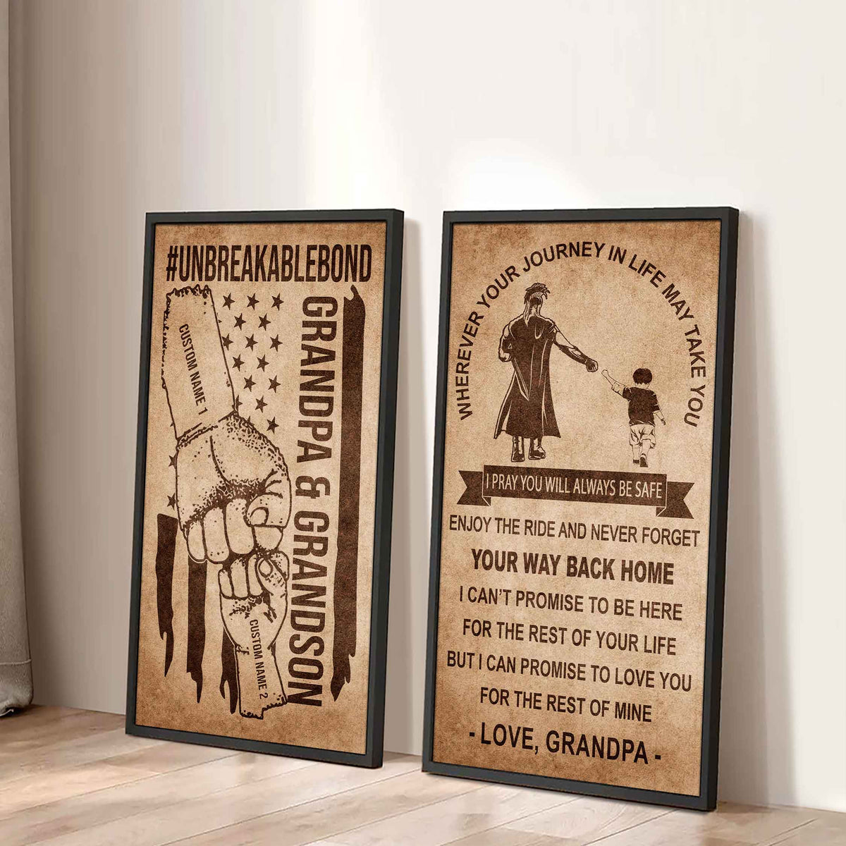 Unbreakable Bond Canvas Set Grandpa And Grandson Never Forget Your Way Back Home I Love You For The Rest Of Mine