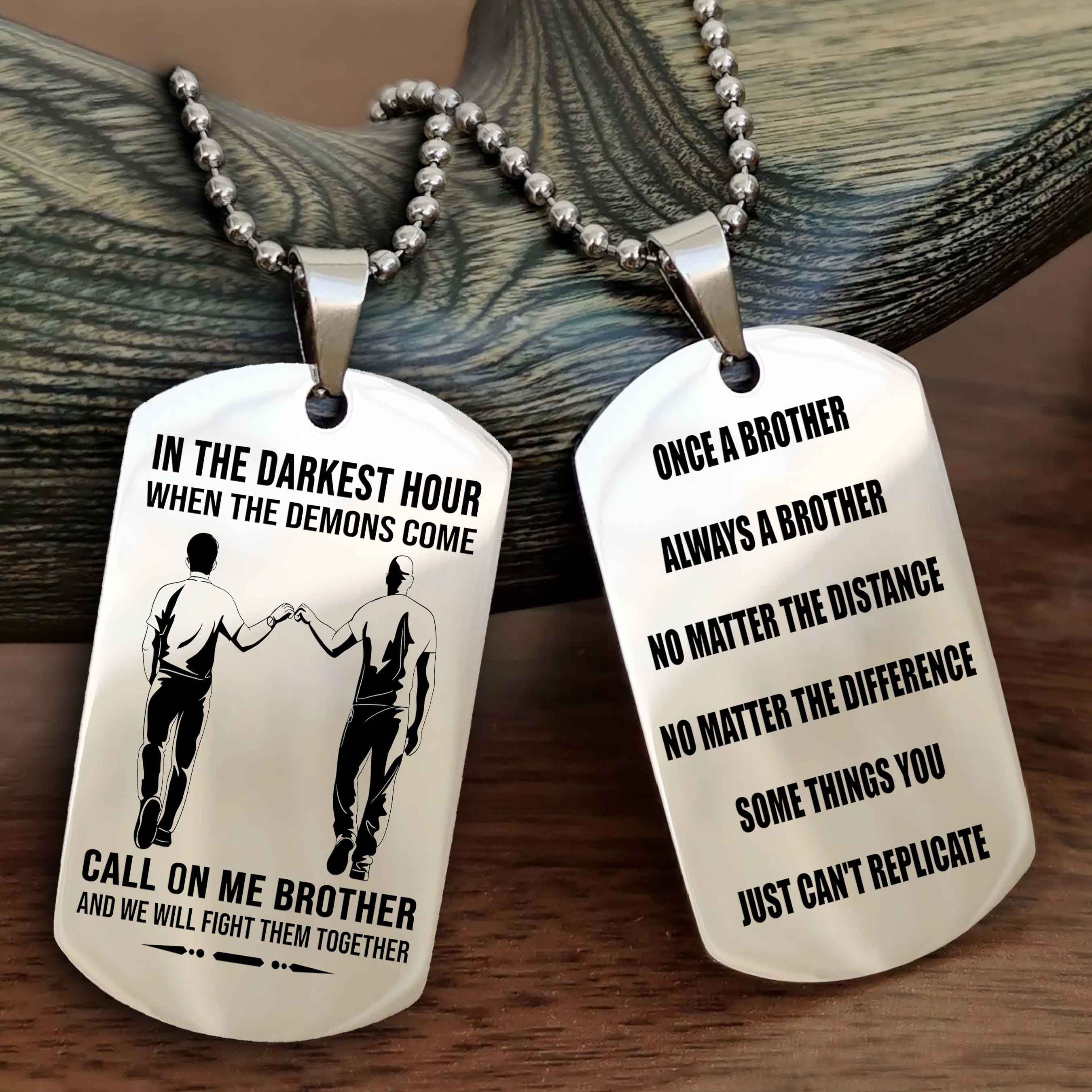 Cowboy Customizable engraved dog tag double sided gift from brother Once A Brother Always A Brother