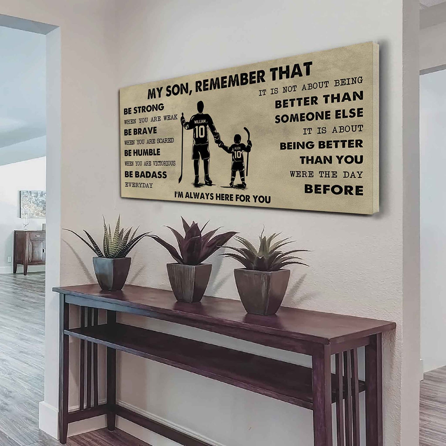 Personalized Sport Poster Canvas - My Son Remember That Be Strong When You Are Weak Be Badass Everyday