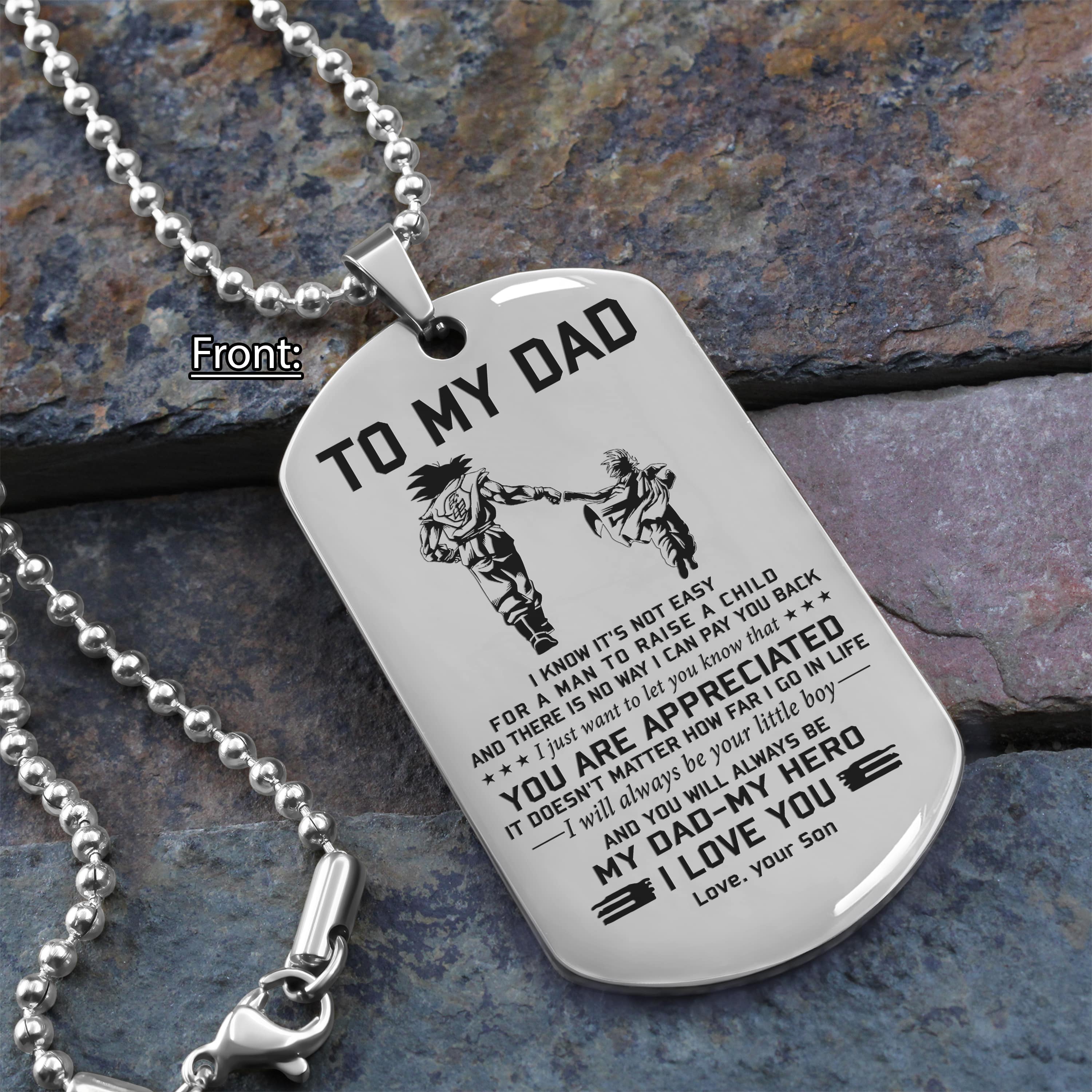 To My Dad One Side Engrave Dog Tag Gift For Your Dad Your Father