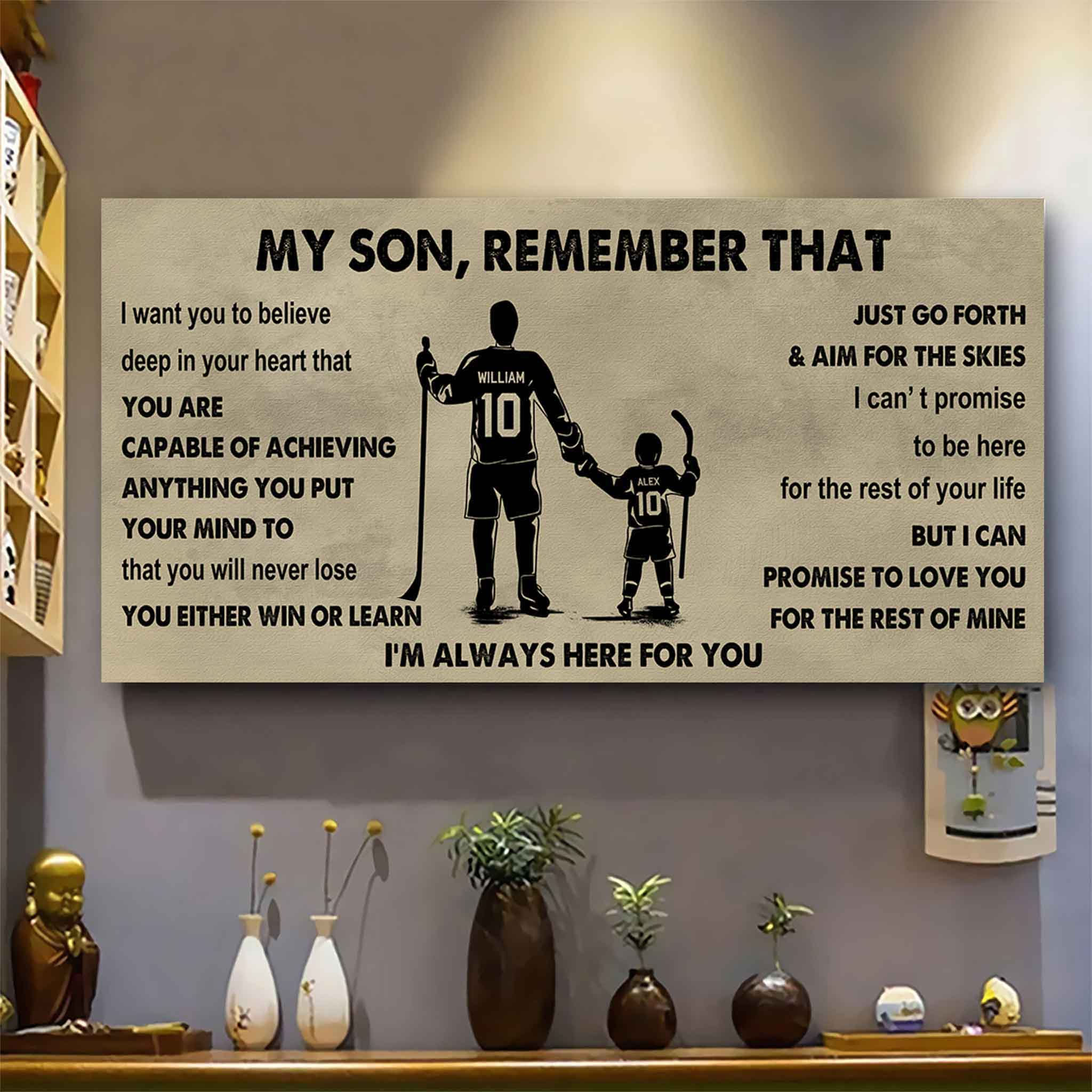 Personalized Sport Poster Canvas -  My Son Remember That You Will Never Lose You Either Win Or Learn