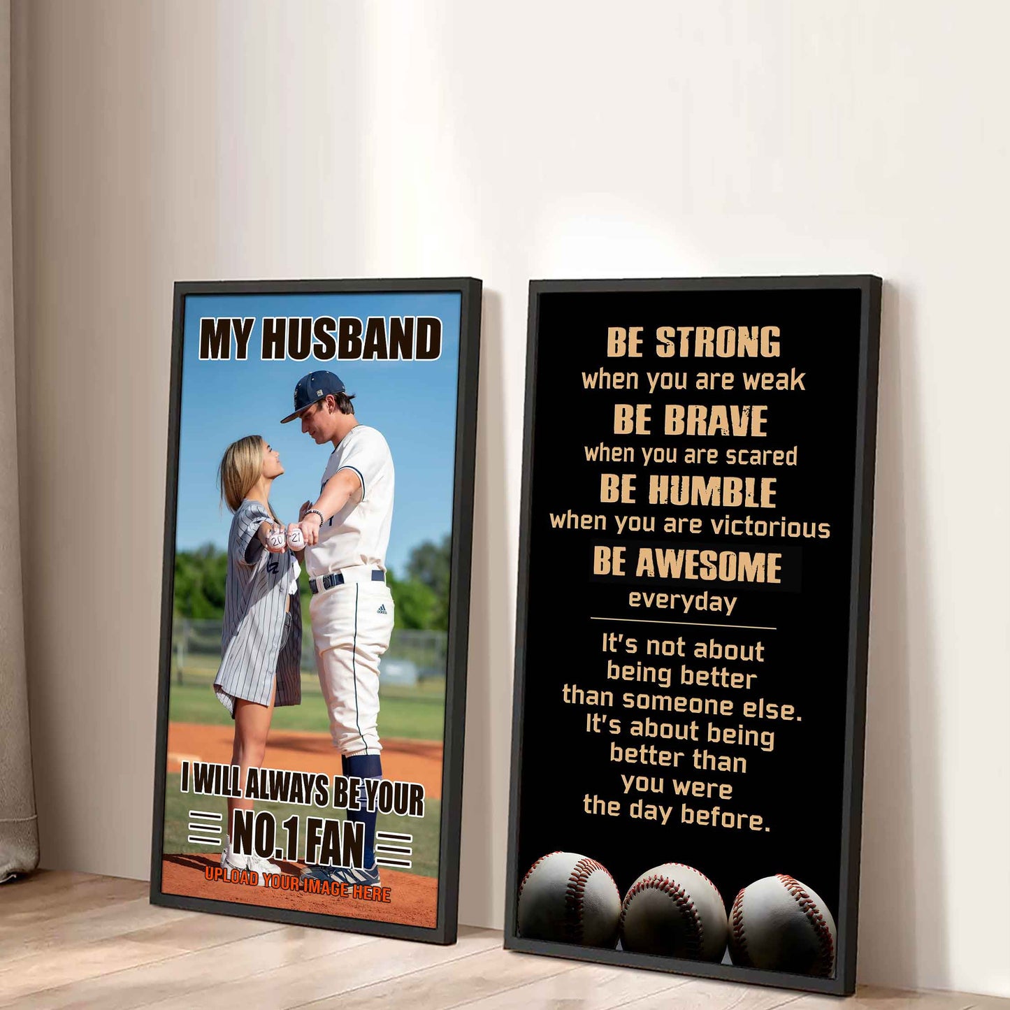 Young Sport Couple To My Husband Be Strong When You Are Weak Be Badass Everyday Set 2 Canvas Wall Art