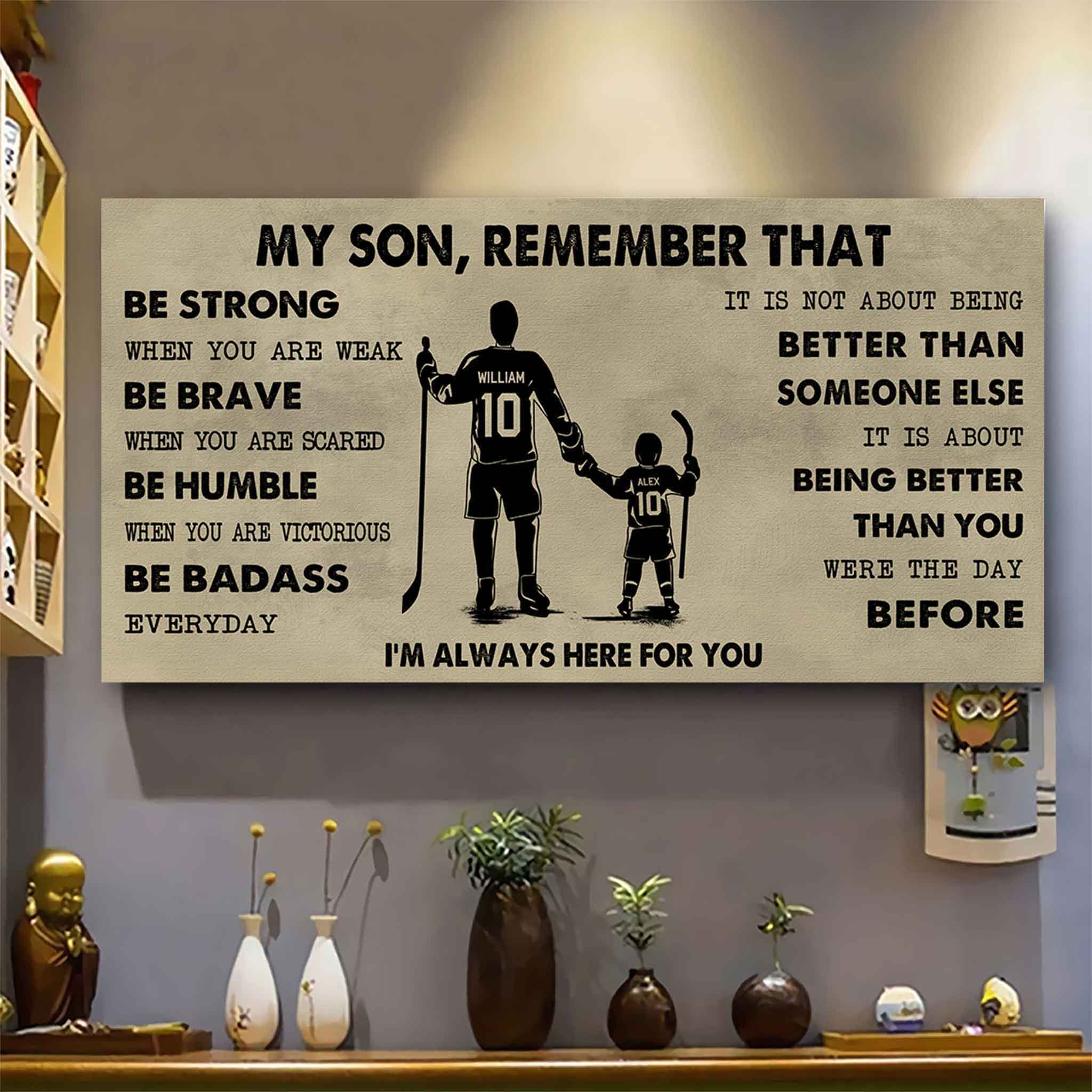 Personalized Sport Poster Canvas - My Son Remember That Be Strong When You Are Weak Be Badass Everyday