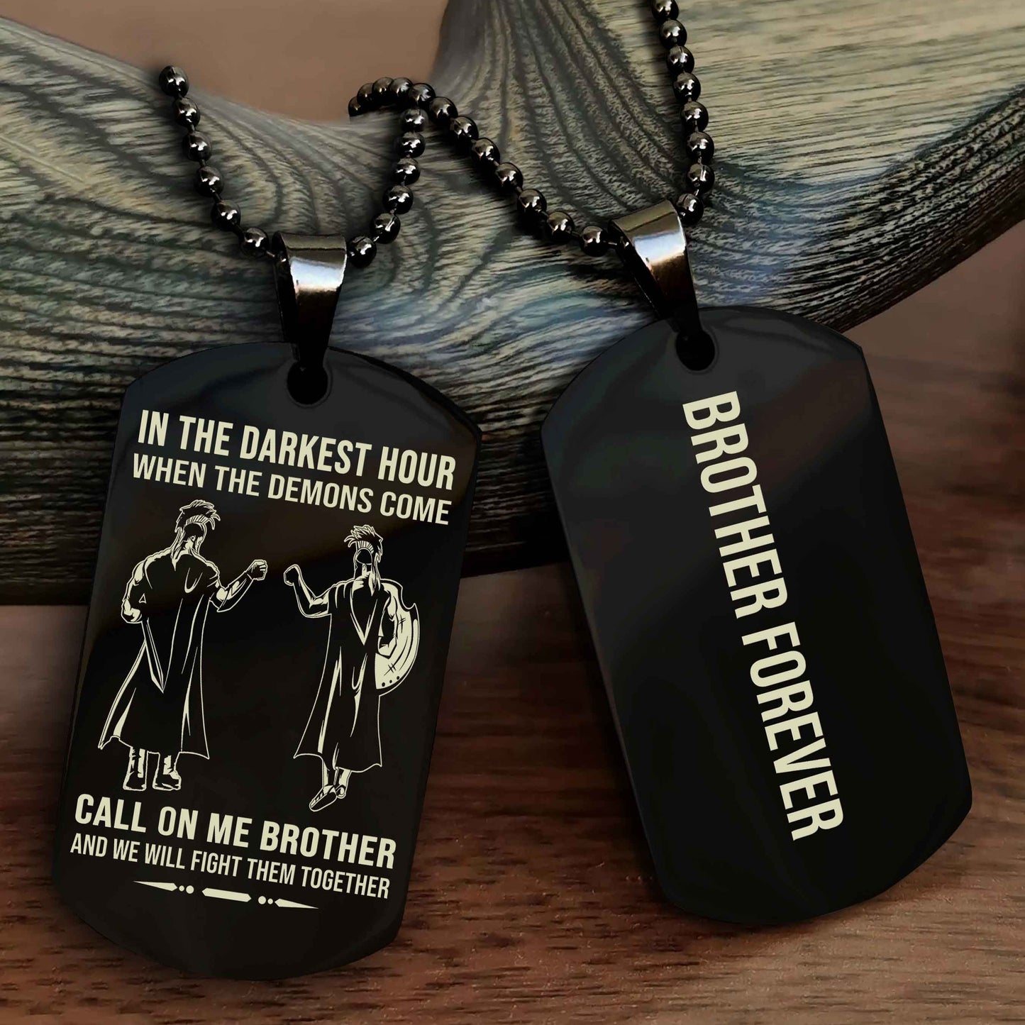 Biker Customizable engraved black dog tag double sided gift from brother, brother forevers