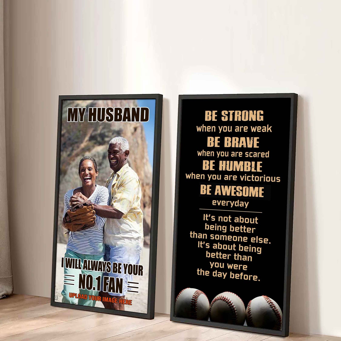 Old Sport Couple To My Husband Be Strong When You Are Weak Be Badass Everyday Set 2 Canvas Wall Art