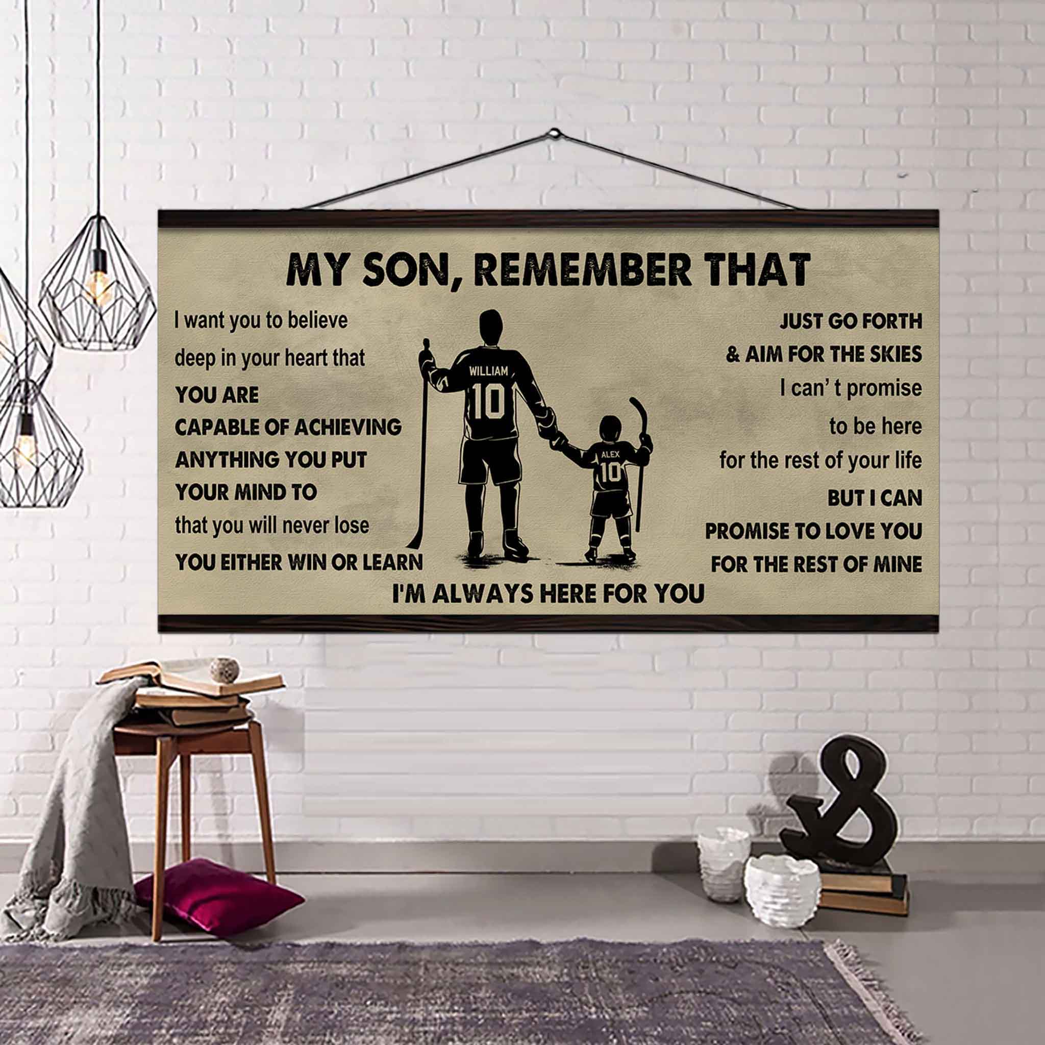 Personalized Sport Poster Canvas -  My Son Remember That You Will Never Lose You Either Win Or Learn