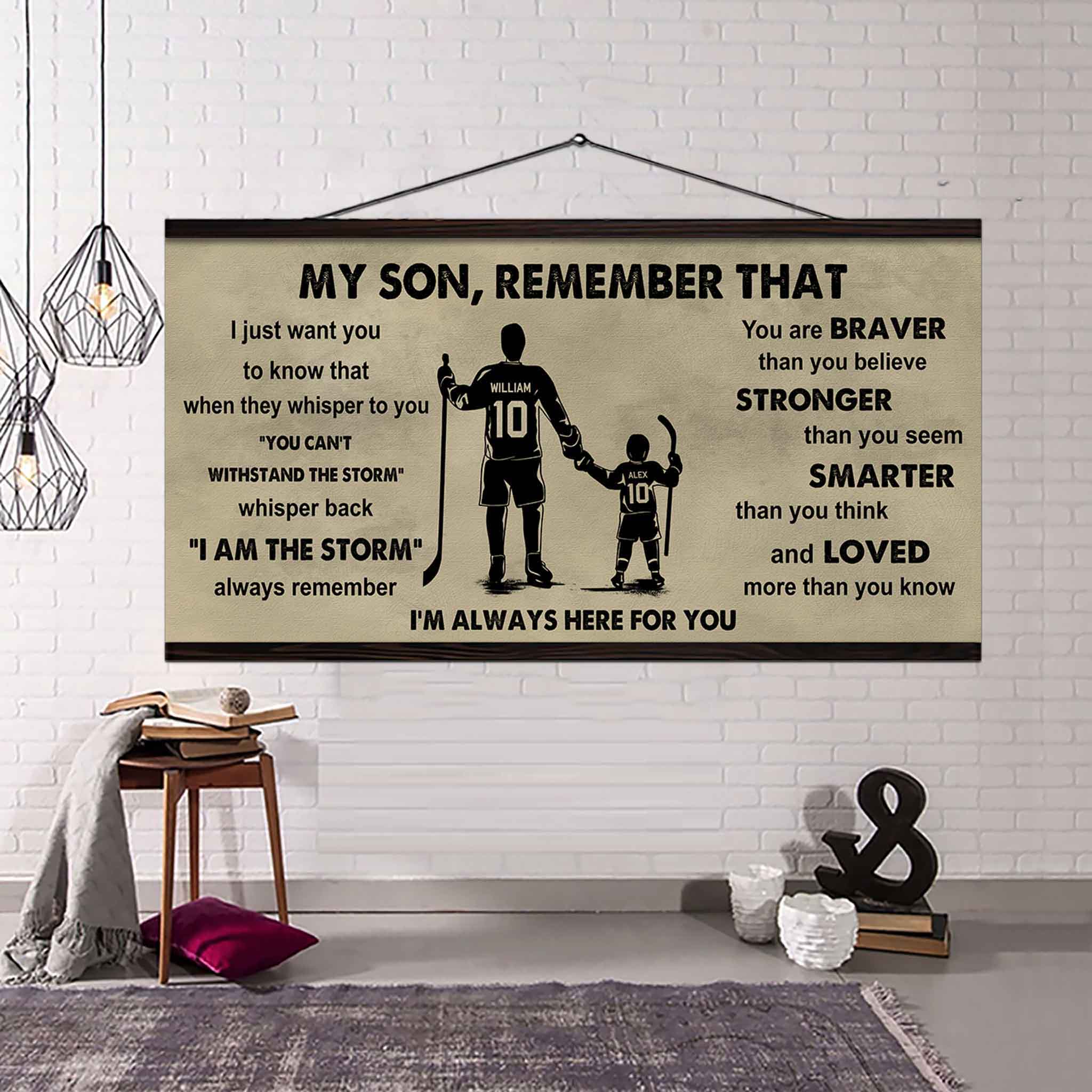 Personalized Sport Poster Canvas -  My Son Remember That Whisper Back I Am The Storm