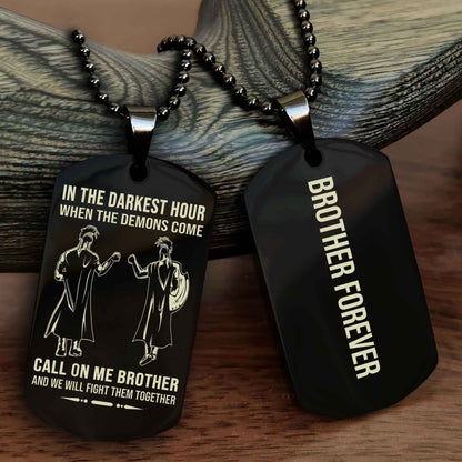 Knight Templar Customizable engraved black dog tag double sided gift from brother, brother forevers