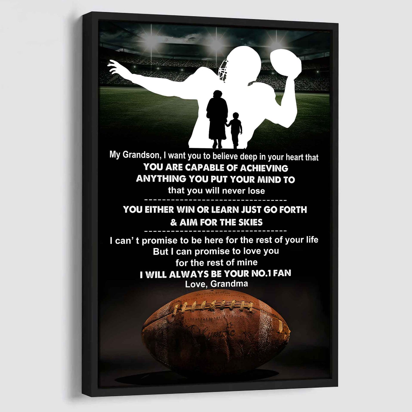 Baseball Poster Canvas Grandma To Grandson - That You Will Never Lose You Either Win Or Learn I Will Always Your No 1 Fan