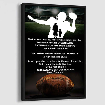 Baseball Poster Canvas Grandma To Grandson - That You Will Never Lose You Either Win Or Learn I Will Always Your No 1 Fan