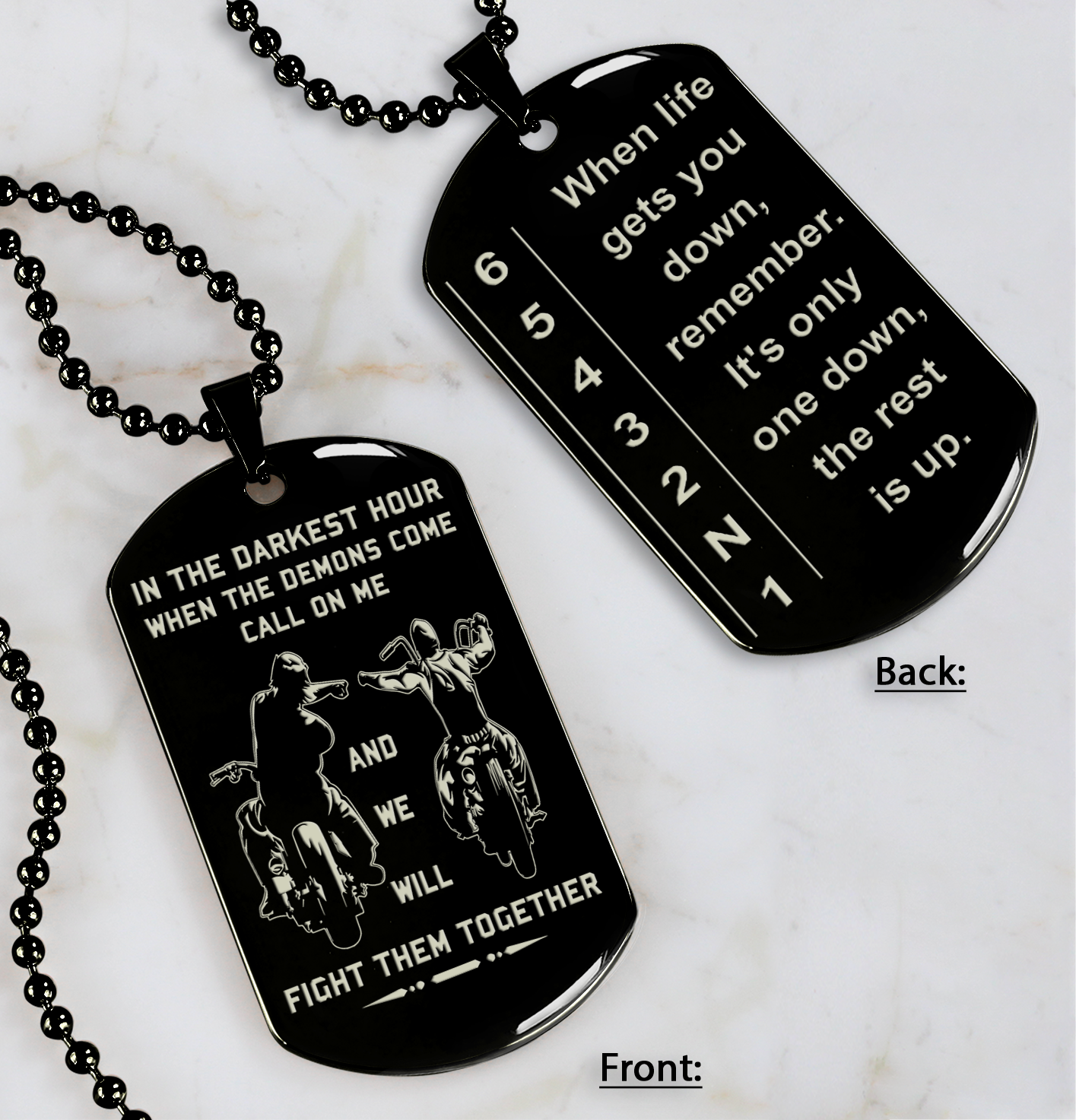 Biker Double Sided Dog Tag Call On Me - When Life Gets You Down