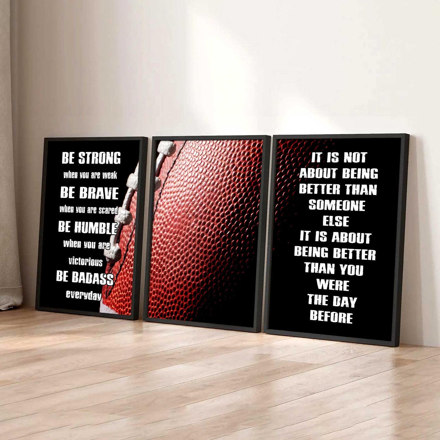 Combo 3 Sport Poster Canvas Be Strong When You Are Weak Be Badass Everyday It's About Being Better Than You Were The Day Before