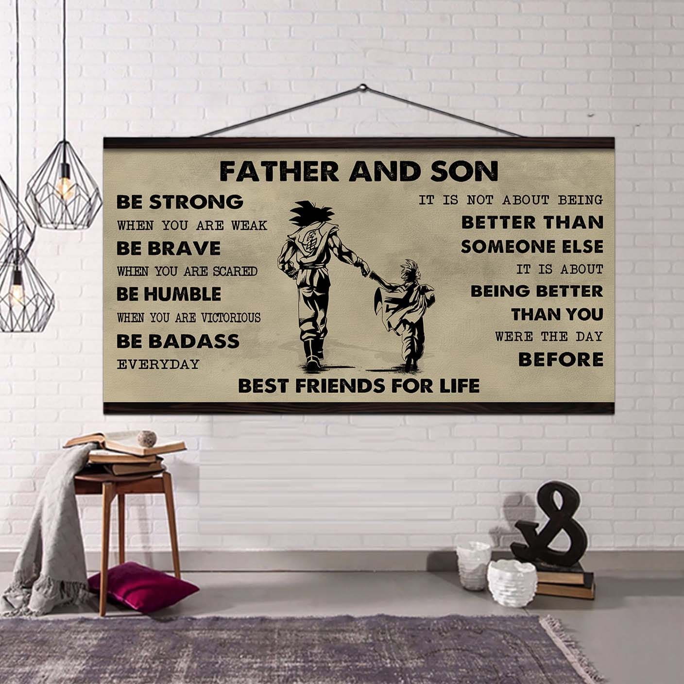 Biker Father And Daughter Best Friends For Life - Be Strong When You Are Weak Poster Canvas Gift For Son From Father