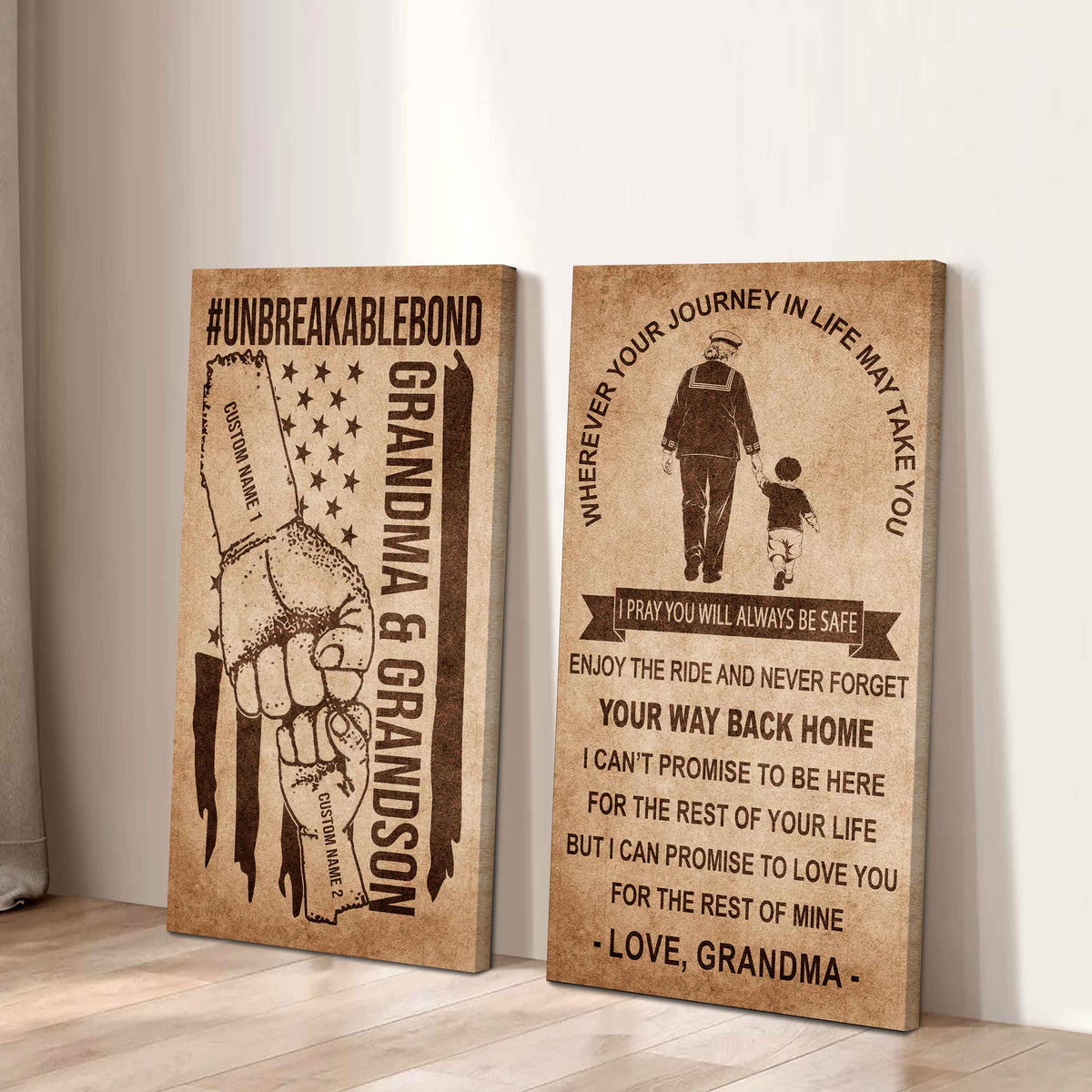 Unbreakable Bond Canvas Set Grandma And Grandson Never Forget Your Way Back Home I Love You