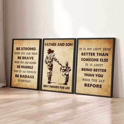 Combo 3 Biker Poster Canvas Be Strong When You Are Weak - It's Not About Being Better Than Someone Else It's About Being Better Than You Were The Day Before