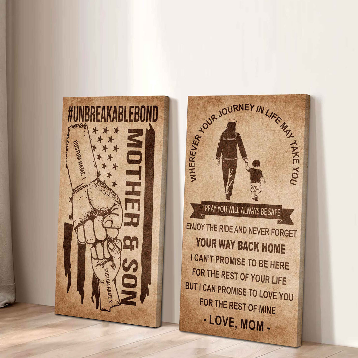 Unbreakable Bond Canvas Set Mother And Son Never Forget Your Way Back Home I Love You For The Rest Of Mine