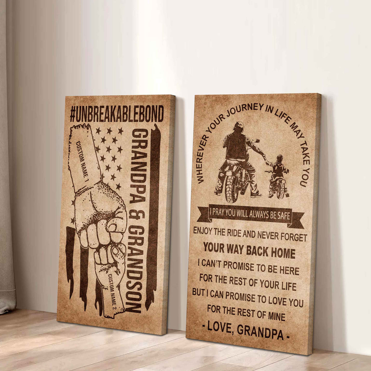 Unbreakable Bond Canvas Set Grandpa And Grandson Never Forget Your Way Back Home I Love You For The Rest Of Mine