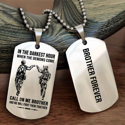 Biker Customizable engraved black dog tag double sided gift from brother, brother forevers