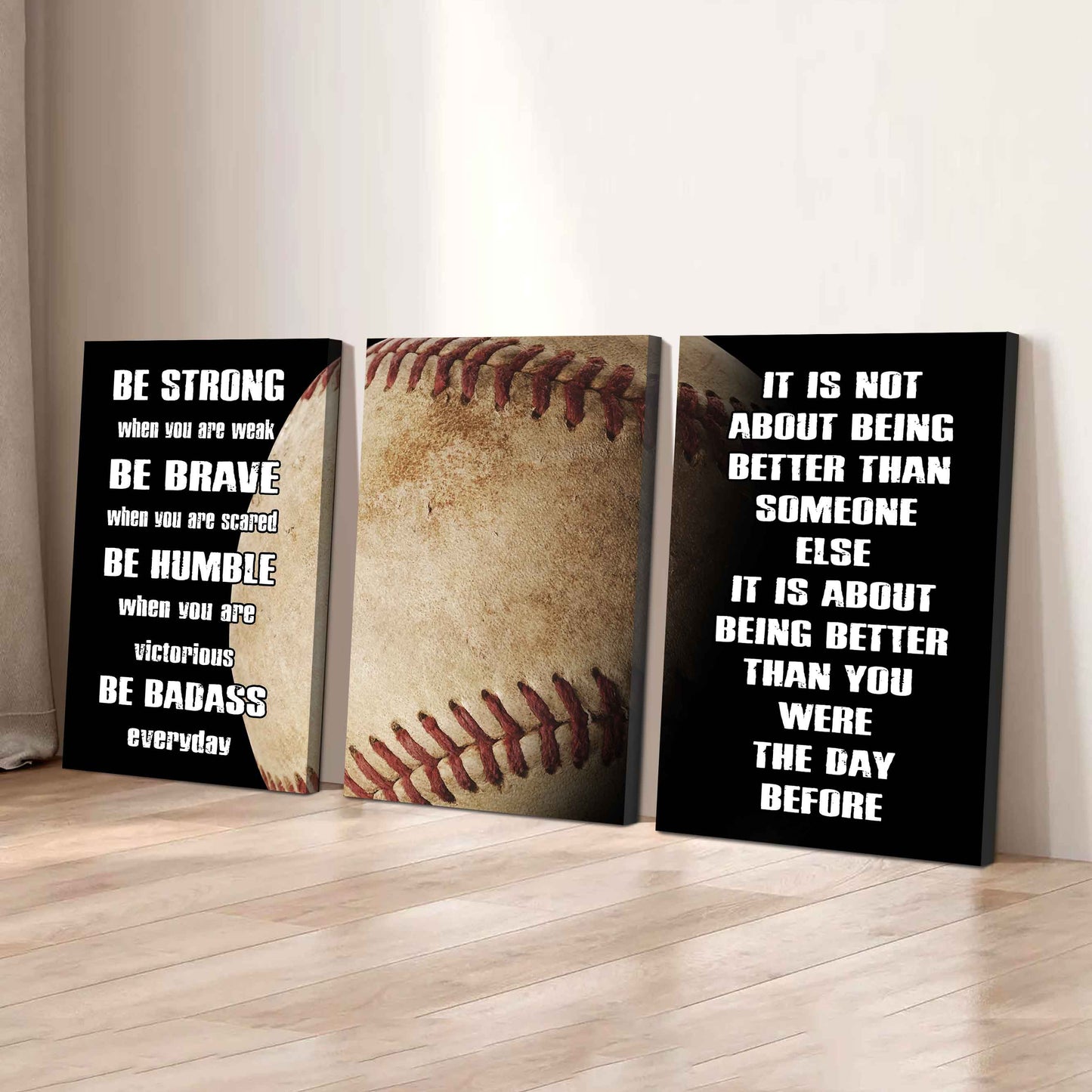 Combo 3 Sport Poster Canvas Be Strong When You Are Weak Be Badass Everyday It's About Being Better Than You Were The Day Before