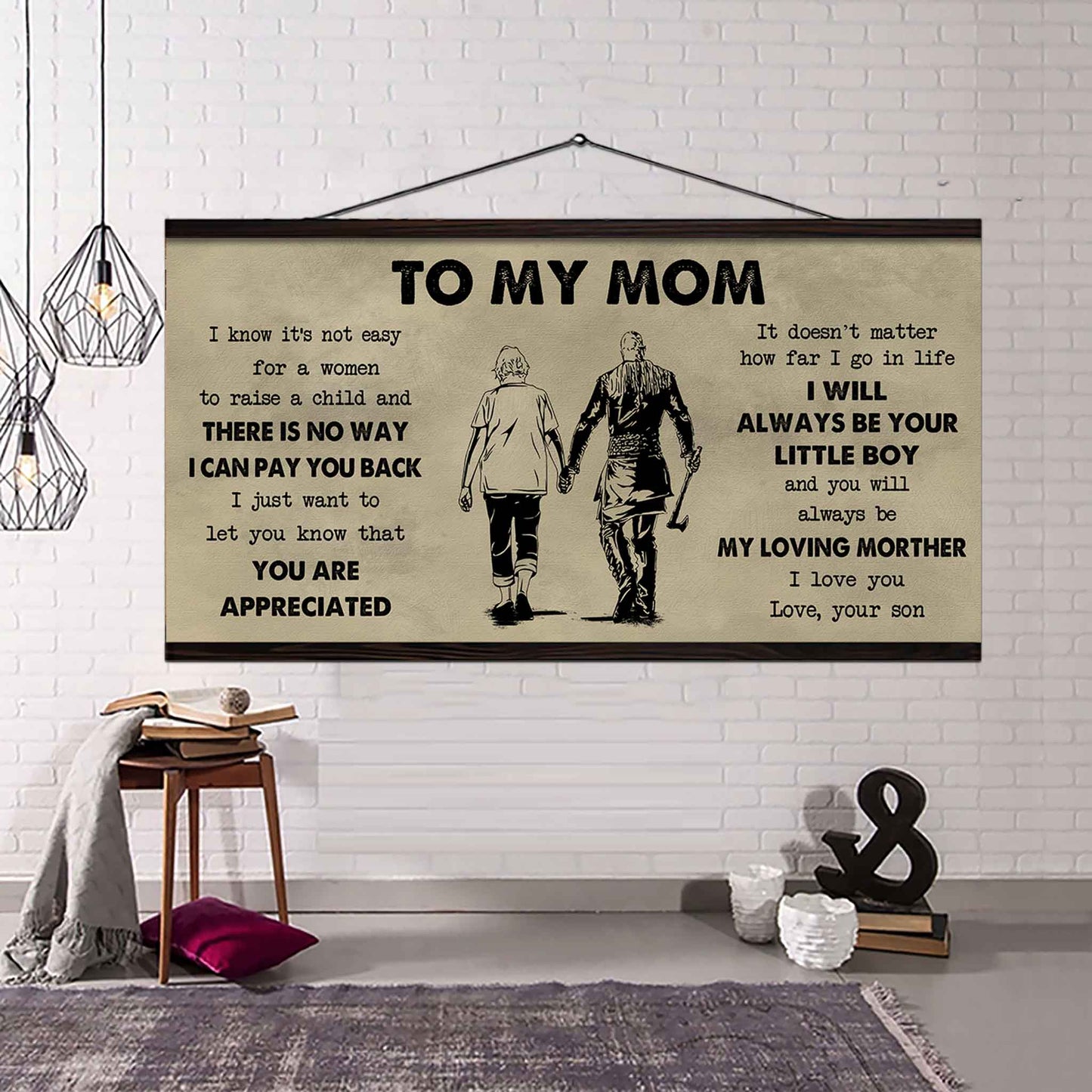 Family Poster Canvas To My Mom I Know It's Not Easy To Raise - I Will Always Be Your Little Boy