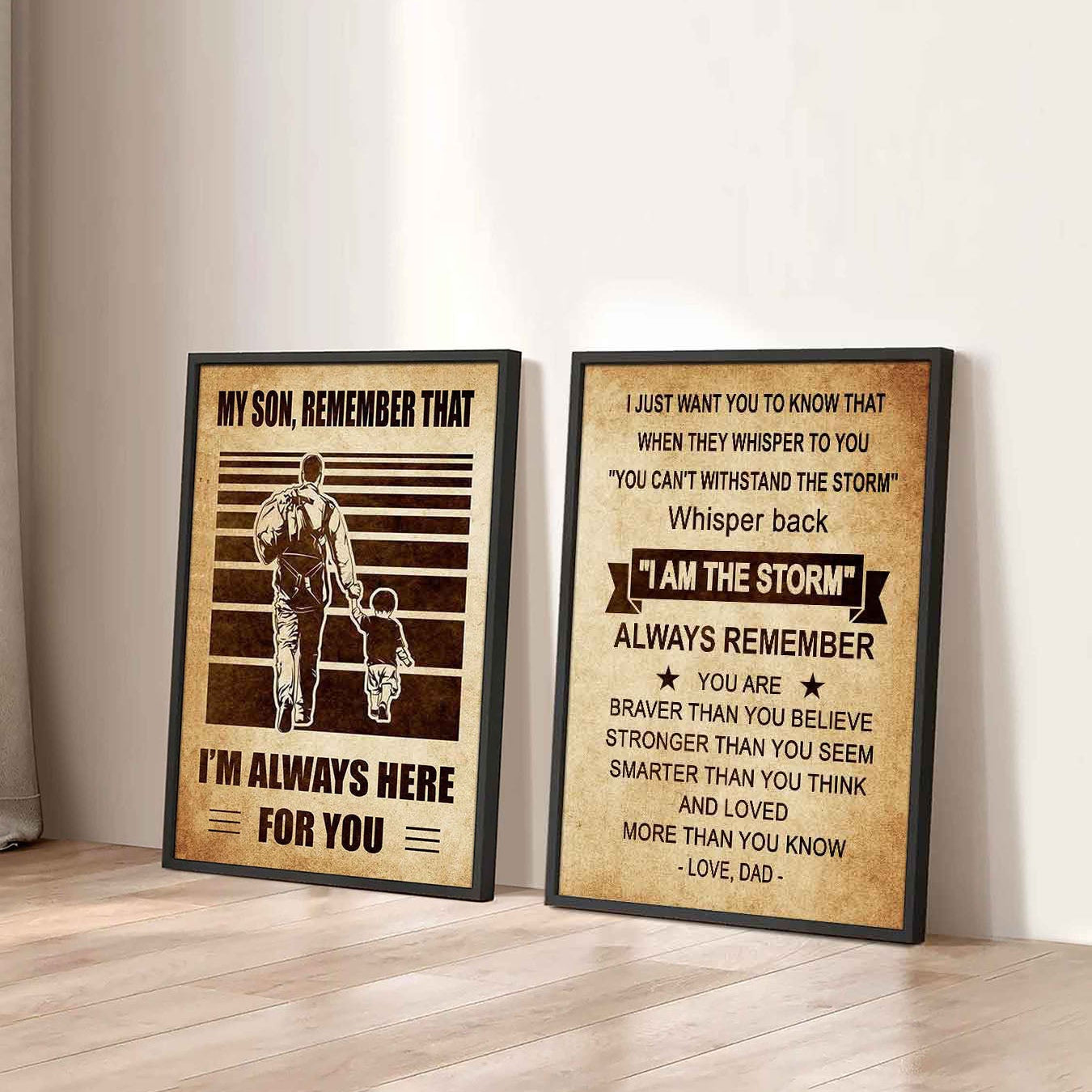 Combo 2 Sport Poster Canvas My Son Remember That - Whisper Back I'm The Storm