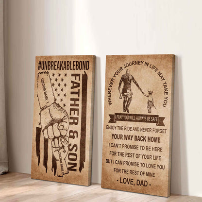 Father And Son Canvas Set To My Son Enjoy The Ride Never Forget Your Way Back Home
