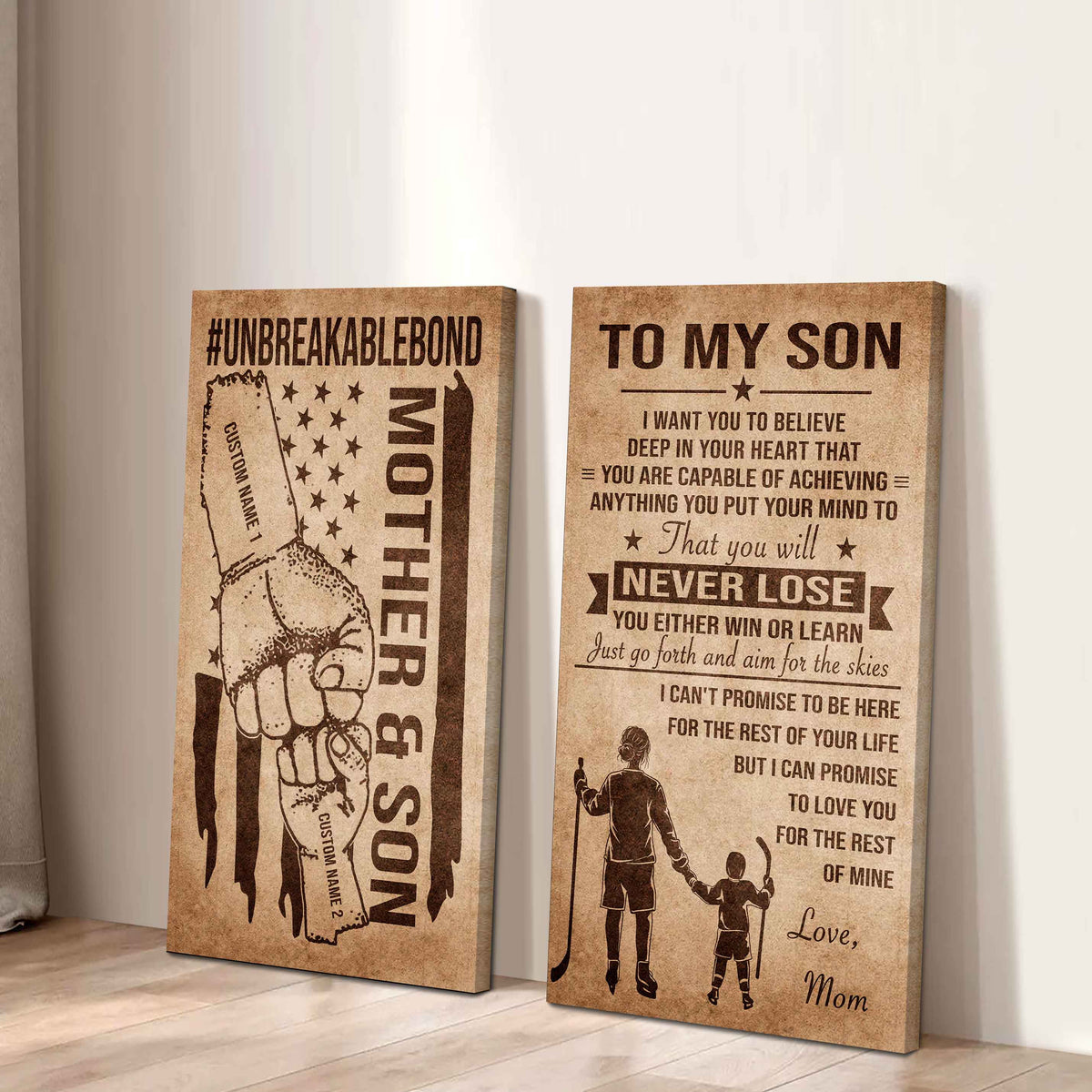 Unbreakable Bond Canvas Set Mother And Son You Will Never Lose You Either Win Or Learn